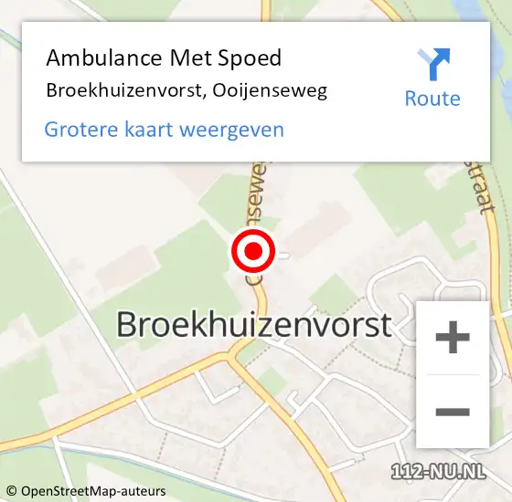 Locatie op kaart van de 112 melding: Ambulance Met Spoed Naar Broekhuizenvorst, Ooijenseweg op 15 juni 2014 01:26