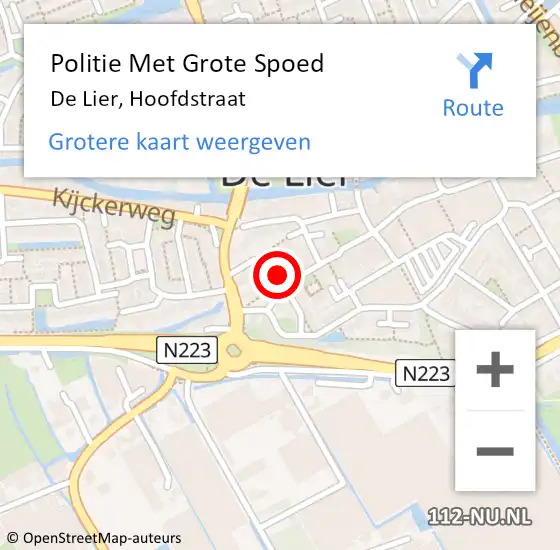 Locatie op kaart van de 112 melding: Politie Met Grote Spoed Naar De Lier, Hoofdstraat op 2 juli 2021 09:46