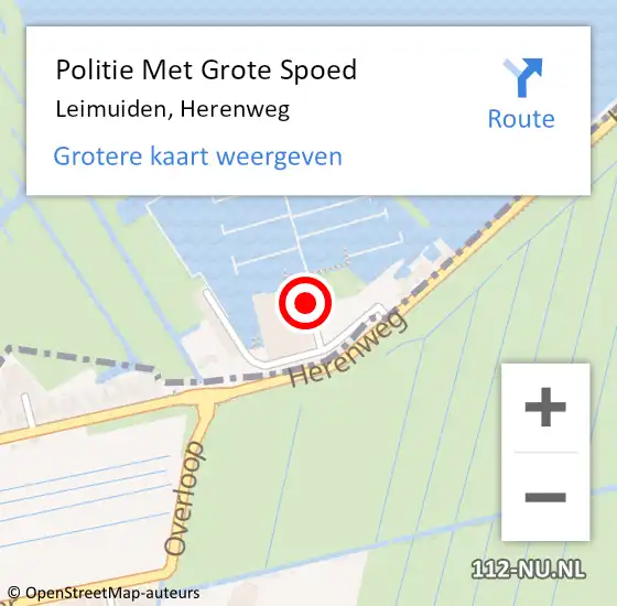 Locatie op kaart van de 112 melding: Politie Met Grote Spoed Naar Leimuiden, Herenweg op 2 juli 2021 10:09