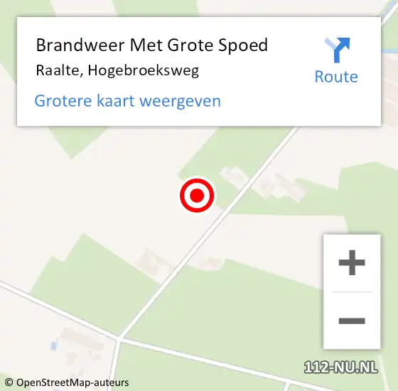 Locatie op kaart van de 112 melding: Brandweer Met Grote Spoed Naar Raalte, Hogebroeksweg op 2 juli 2021 10:34