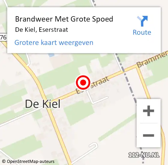 Locatie op kaart van de 112 melding: Brandweer Met Grote Spoed Naar De Kiel, Eserstraat op 2 juli 2021 10:52