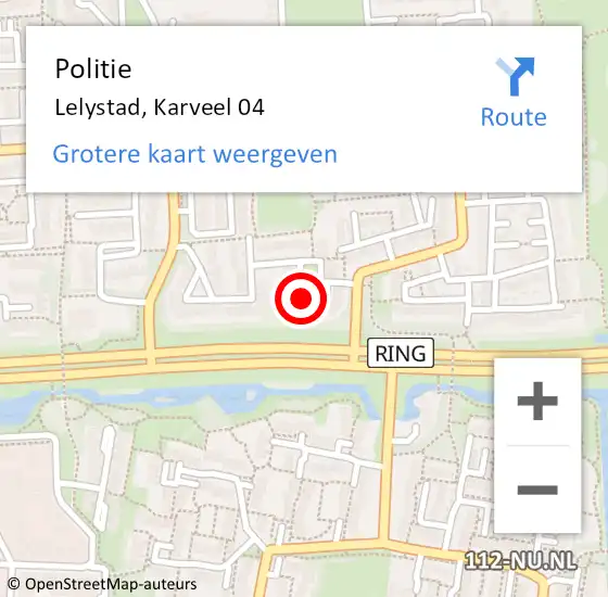 Locatie op kaart van de 112 melding: Politie Lelystad, Karveel 04 op 2 juli 2021 10:53