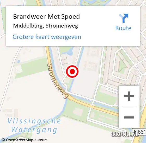 Locatie op kaart van de 112 melding: Brandweer Met Spoed Naar Middelburg, Stromenweg op 2 juli 2021 10:53