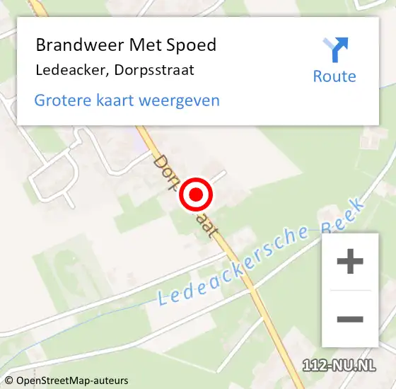 Locatie op kaart van de 112 melding: Brandweer Met Spoed Naar Ledeacker, Dorpsstraat op 2 juli 2021 11:19