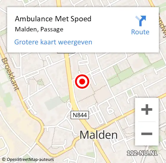 Locatie op kaart van de 112 melding: Ambulance Met Spoed Naar Malden, Passage op 2 juli 2021 11:29