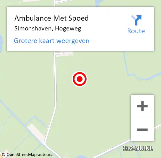 Locatie op kaart van de 112 melding: Ambulance Met Spoed Naar Simonshaven, Hogeweg op 2 juli 2021 11:32