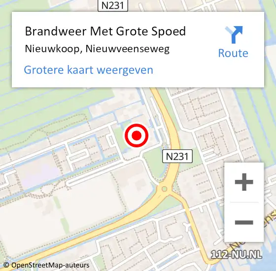 Locatie op kaart van de 112 melding: Brandweer Met Grote Spoed Naar Nieuwkoop, Nieuwveenseweg op 2 juli 2021 12:02