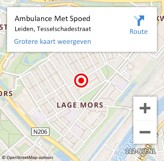 Locatie op kaart van de 112 melding: Ambulance Met Spoed Naar Leiden, Tesselschadestraat op 2 juli 2021 12:12