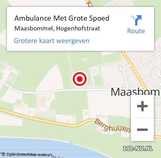 Locatie op kaart van de 112 melding: Ambulance Met Grote Spoed Naar Maasbommel, Hogenhofstraat op 2 juli 2021 12:12