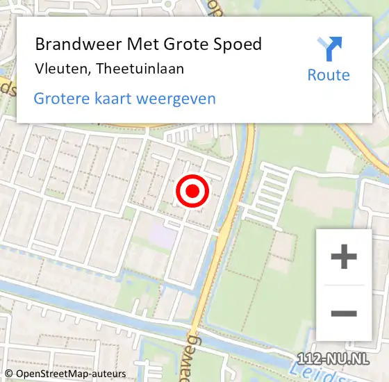 Locatie op kaart van de 112 melding: Brandweer Met Grote Spoed Naar Vleuten, Theetuinlaan op 2 juli 2021 12:31