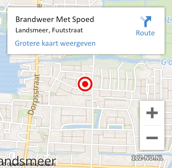 Locatie op kaart van de 112 melding: Brandweer Met Spoed Naar Landsmeer, Fuutstraat op 2 juli 2021 12:35