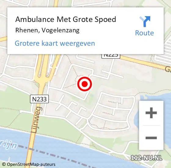 Locatie op kaart van de 112 melding: Ambulance Met Grote Spoed Naar Rhenen, Vogelenzang op 2 juli 2021 12:41