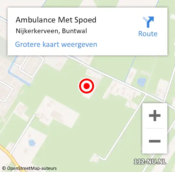 Locatie op kaart van de 112 melding: Ambulance Met Spoed Naar Nijkerkerveen, Buntwal op 2 juli 2021 12:42