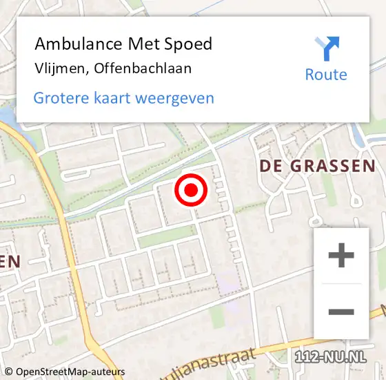 Locatie op kaart van de 112 melding: Ambulance Met Spoed Naar Vlijmen, Offenbachlaan op 15 juni 2014 02:16