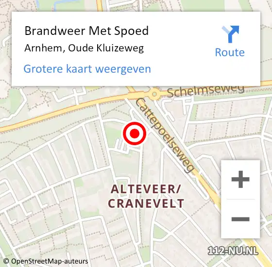 Locatie op kaart van de 112 melding: Brandweer Met Spoed Naar Arnhem, Oude Kluizeweg op 2 juli 2021 12:43