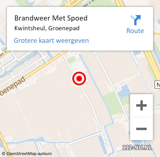 Locatie op kaart van de 112 melding: Brandweer Met Spoed Naar Kwintsheul, Groenepad op 2 juli 2021 12:45