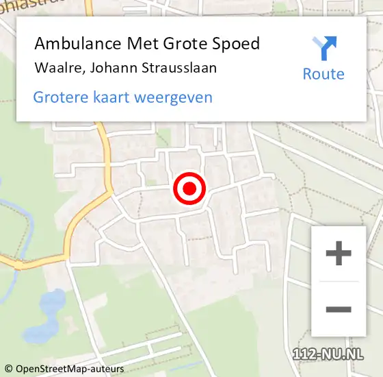 Locatie op kaart van de 112 melding: Ambulance Met Grote Spoed Naar Waalre, Johann Strausslaan op 2 juli 2021 12:59