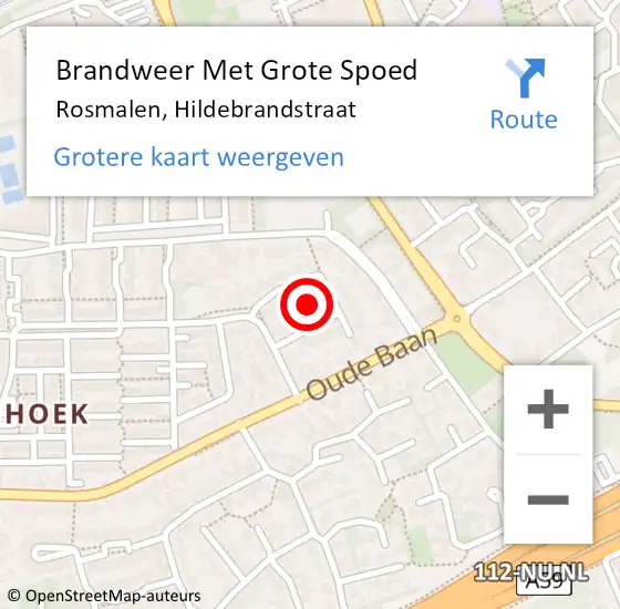 Locatie op kaart van de 112 melding: Brandweer Met Grote Spoed Naar Rosmalen, Hildebrandstraat op 2 juli 2021 13:09