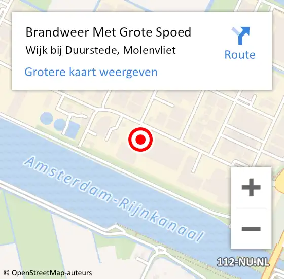 Locatie op kaart van de 112 melding: Brandweer Met Grote Spoed Naar Wijk bij Duurstede, Molenvliet op 2 juli 2021 13:18