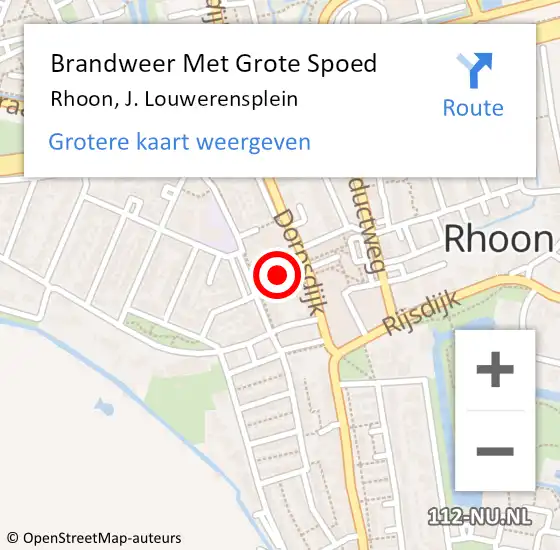 Locatie op kaart van de 112 melding: Brandweer Met Grote Spoed Naar Rhoon, J. Louwerensplein op 2 juli 2021 13:23