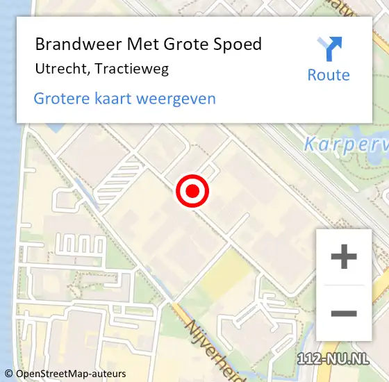 Locatie op kaart van de 112 melding: Brandweer Met Grote Spoed Naar Utrecht, Tractieweg op 2 juli 2021 13:41