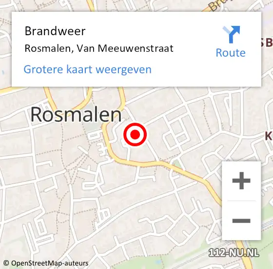 Locatie op kaart van de 112 melding: Brandweer Rosmalen, Van Meeuwenstraat op 5 oktober 2013 05:42