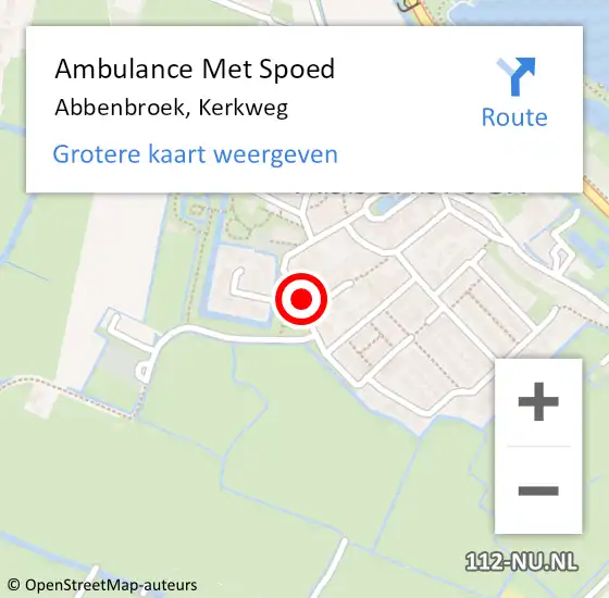 Locatie op kaart van de 112 melding: Ambulance Met Spoed Naar Abbenbroek, Kerkweg op 2 juli 2021 13:46