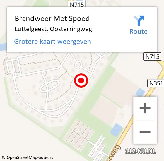 Locatie op kaart van de 112 melding: Brandweer Met Spoed Naar Luttelgeest, Oosterringweg op 2 juli 2021 13:49