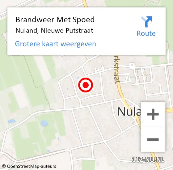 Locatie op kaart van de 112 melding: Brandweer Met Spoed Naar Nuland, Nieuwe Putstraat op 2 juli 2021 13:56