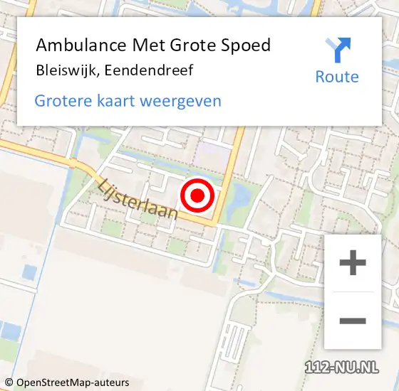 Locatie op kaart van de 112 melding: Ambulance Met Grote Spoed Naar Bleiswijk, Eendendreef op 2 juli 2021 14:13