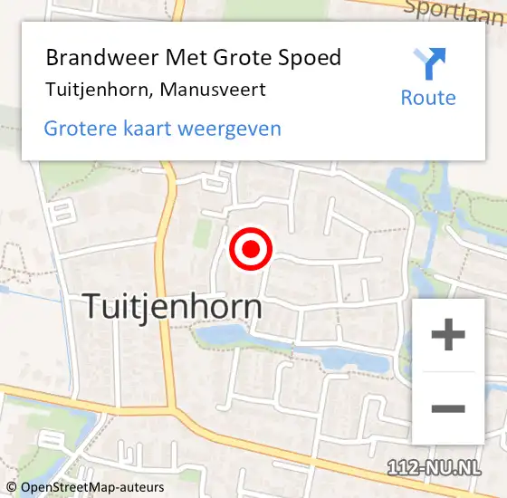 Locatie op kaart van de 112 melding: Brandweer Met Grote Spoed Naar Tuitjenhorn, Manusveert op 2 juli 2021 14:13