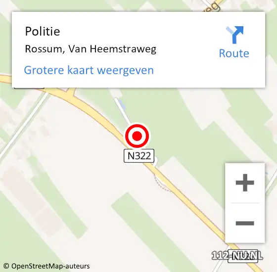 Locatie op kaart van de 112 melding: Politie Rossum, Van Heemstraweg op 2 juli 2021 14:27