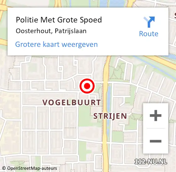 Locatie op kaart van de 112 melding: Politie Met Grote Spoed Naar Oosterhout, Patrijslaan op 2 juli 2021 14:37