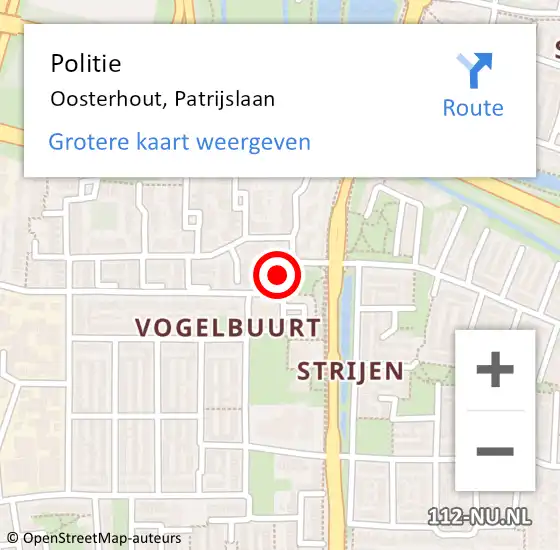 Locatie op kaart van de 112 melding: Politie Oosterhout, Patrijslaan op 2 juli 2021 14:37