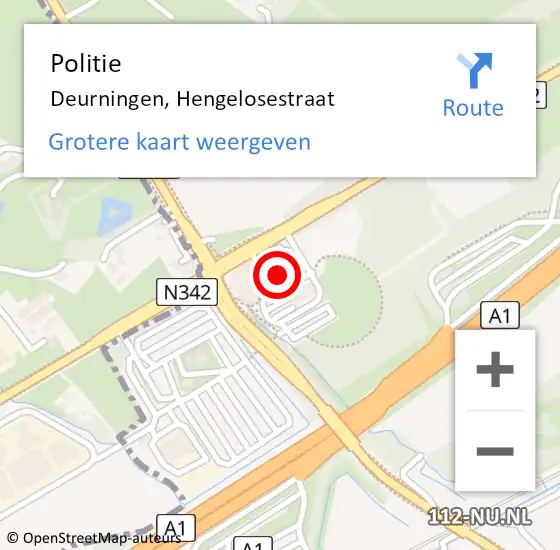 Locatie op kaart van de 112 melding: Politie Deurningen, Hengelosestraat op 2 juli 2021 14:43