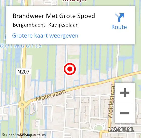 Locatie op kaart van de 112 melding: Brandweer Met Grote Spoed Naar Bergambacht, Kadijkselaan op 2 juli 2021 14:52