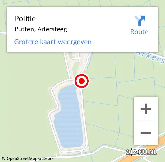 Locatie op kaart van de 112 melding: Politie Putten, Arlersteeg op 2 juli 2021 14:55