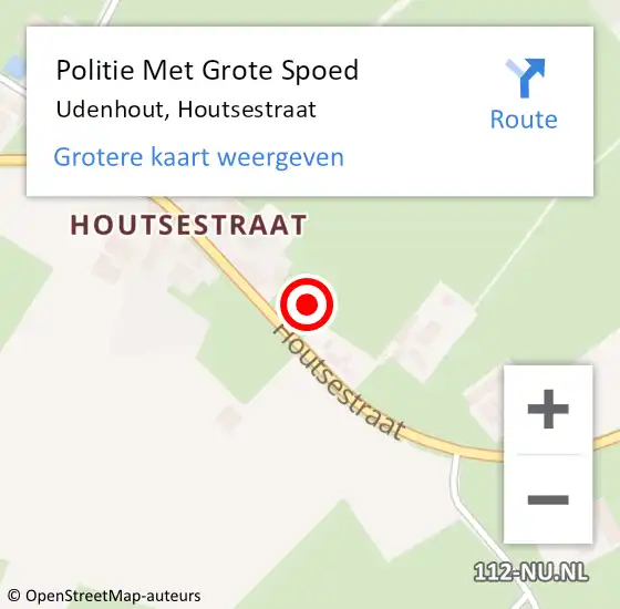 Locatie op kaart van de 112 melding: Politie Met Grote Spoed Naar Udenhout, Houtsestraat op 2 juli 2021 14:58