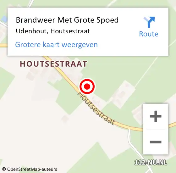 Locatie op kaart van de 112 melding: Brandweer Met Grote Spoed Naar Udenhout, Houtsestraat op 2 juli 2021 15:00