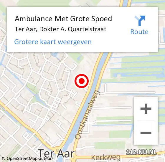 Locatie op kaart van de 112 melding: Ambulance Met Grote Spoed Naar Ter Aar, Dokter A. Quartelstraat op 2 juli 2021 15:06