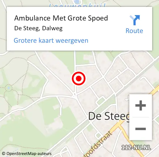 Locatie op kaart van de 112 melding: Ambulance Met Grote Spoed Naar De Steeg, Dalweg op 2 juli 2021 15:09