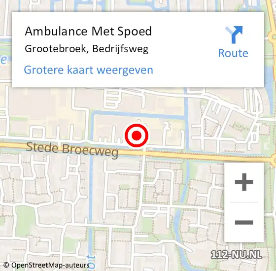 Locatie op kaart van de 112 melding: Ambulance Met Spoed Naar Grootebroek, Bedrijfsweg op 2 juli 2021 15:16