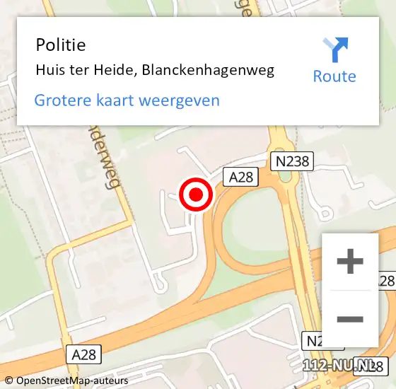 Locatie op kaart van de 112 melding: Politie Huis ter Heide, Blanckenhagenweg op 2 juli 2021 15:23