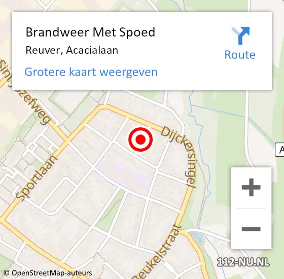 Locatie op kaart van de 112 melding: Brandweer Met Spoed Naar Reuver, Acacialaan op 2 juli 2021 15:38