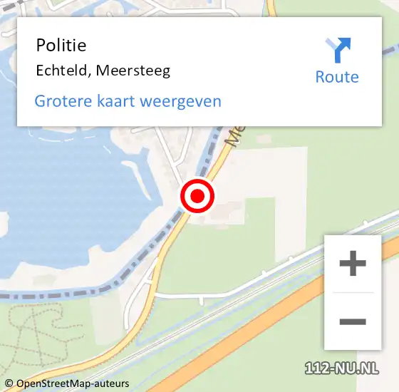 Locatie op kaart van de 112 melding: Politie Echteld, Meersteeg op 2 juli 2021 16:00