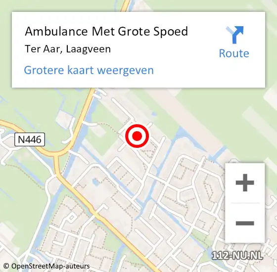 Locatie op kaart van de 112 melding: Ambulance Met Grote Spoed Naar Ter Aar, Laagveen op 2 juli 2021 16:35