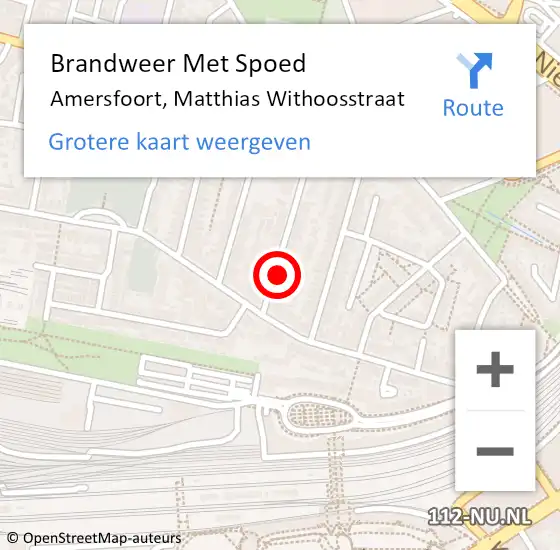 Locatie op kaart van de 112 melding: Brandweer Met Spoed Naar Amersfoort, Matthias Withoosstraat op 2 juli 2021 16:49