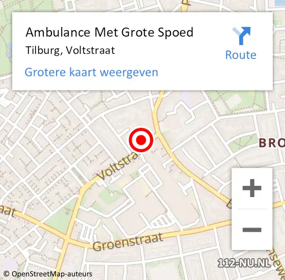 Locatie op kaart van de 112 melding: Ambulance Met Grote Spoed Naar Tilburg, Voltstraat op 2 juli 2021 16:53