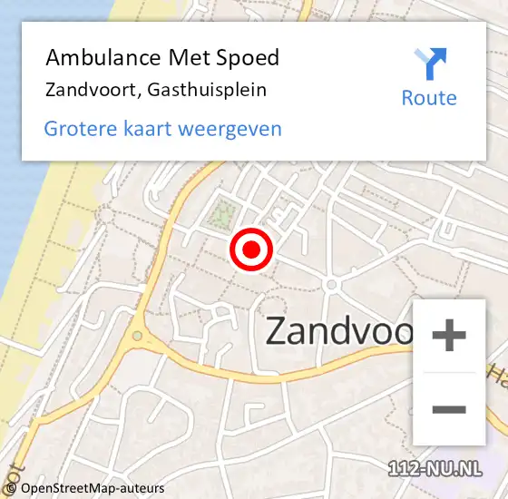 Locatie op kaart van de 112 melding: Ambulance Met Spoed Naar Zandvoort, Gasthuisplein op 2 juli 2021 16:58