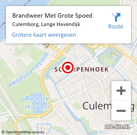 Locatie op kaart van de 112 melding: Brandweer Met Grote Spoed Naar Culemborg, Lange Havendijk op 2 juli 2021 17:01